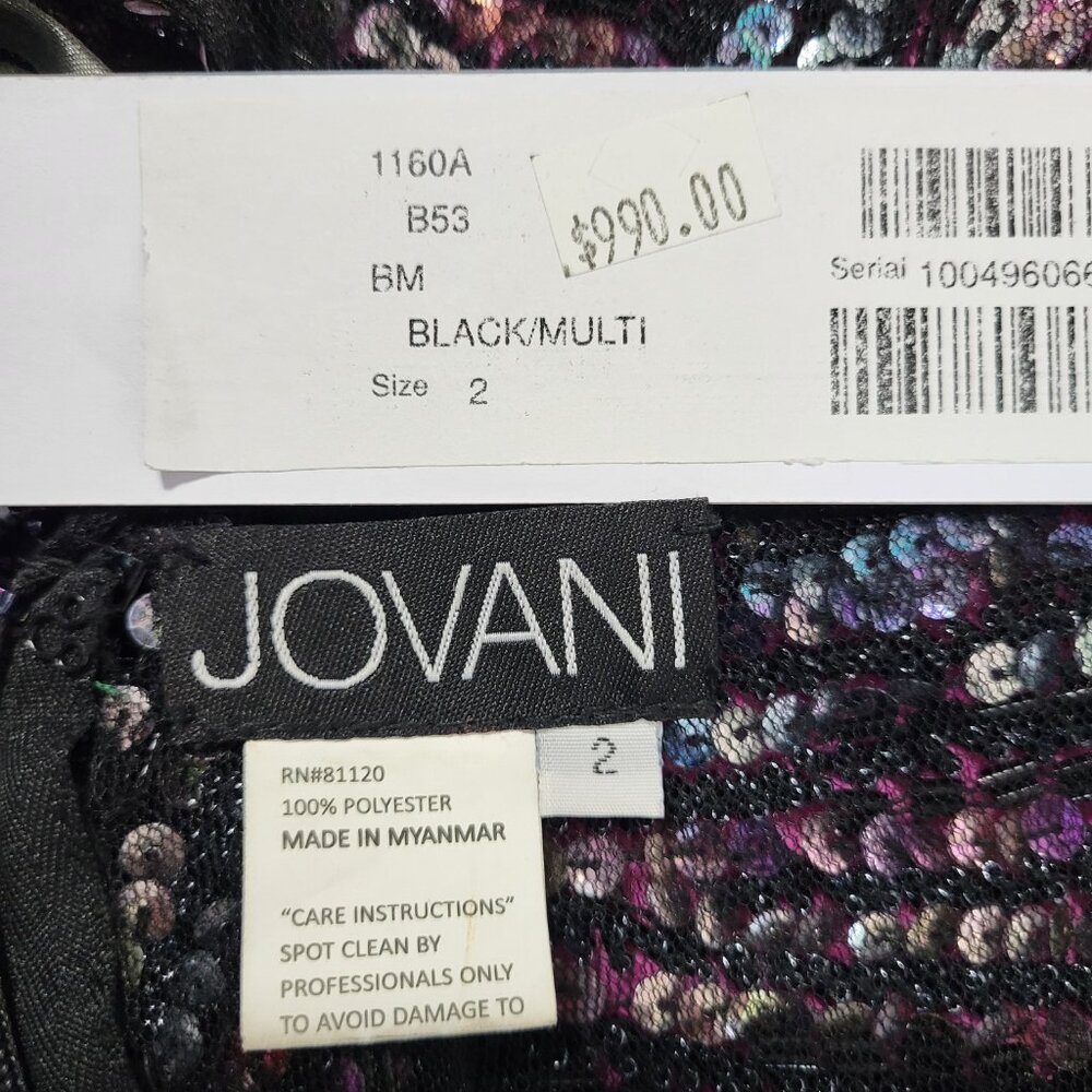 NWT~$990~JOVANI~SZ 2~BLACK PINK BEADED SEQUIN SLIT PROM EVENING GOWN DRESS - Picture 15 of 16